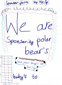Child's poster about saving polar bears